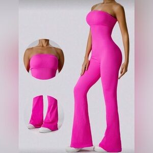Trendy Boutique Hot Pink Strapless Jumpsuit